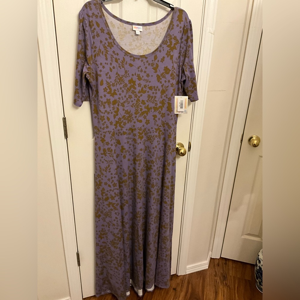 LuLaRoe Purple and Gold Maxi Dress